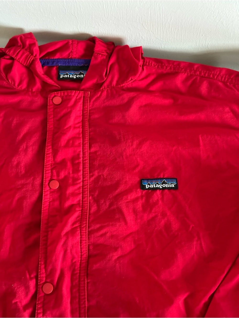 Vintage 90s Patagonia Made in USA Red Hooded Windbreaker Kids L Women’s S/M